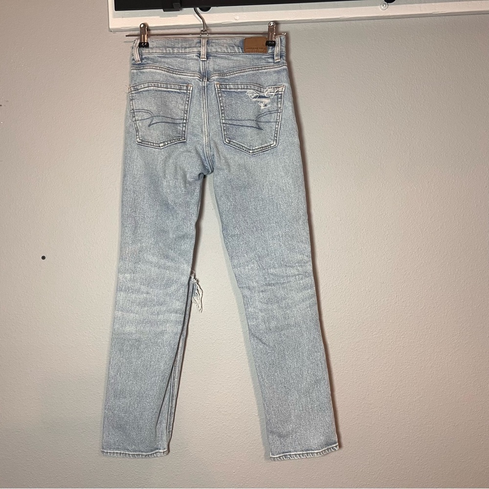 American Eagle Super High Rise Ankle Straight Jeans Women’s Size 00 Distressed - Picture 6 of 12